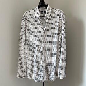 Hugo Boss Men's Brown and White Patterned Dress Shirt. Comes with the bag